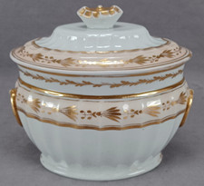 British Miles Mason #30 Gold Leaves & Peach Porcelain Sugar C.1800-1805