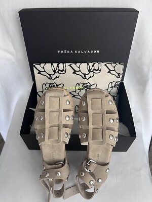 Freda Salvador Sera Fisherman Sandal Stucco Suede w Studs Size 7