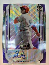 SIMON MUZZIOTTI #/15 AUTO Purple Wave 2021 Leaf Metal Draft Baseball Prizm XRC