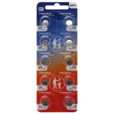 10 Renata 329 Button Cell Silver Oxide 1.55V Batteries