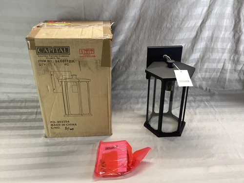 Capital Lighting Walton 1 Light Outdoor Wall Lantern Black Clear Glass 946611BK - Picture 1 of 15