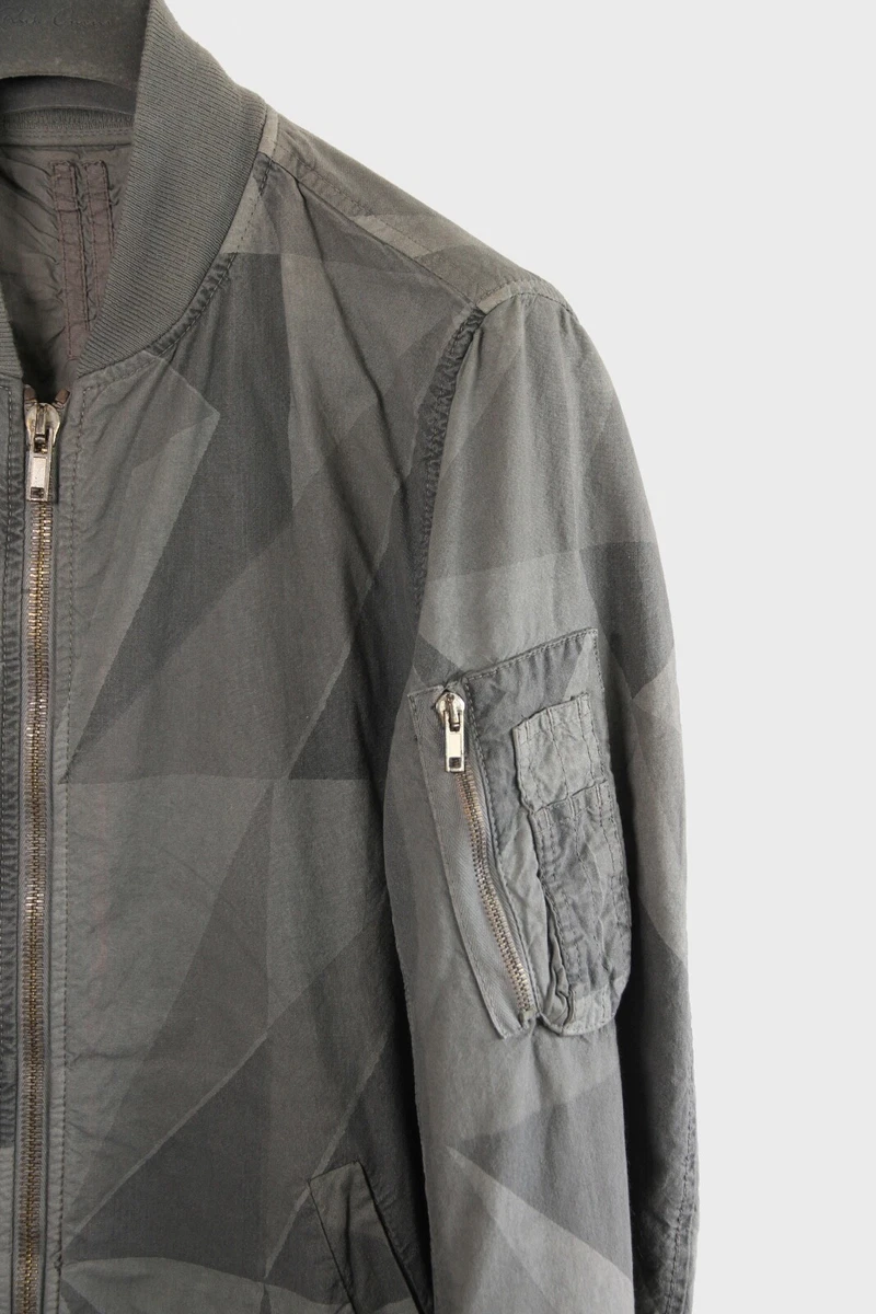 Rick Owens DRKSHDW Palm Army Green Grey Geometric Camo MA-1 Bomber
