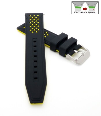 Easy-Klick Silikon Uhrenarmband Modell Sylt schwarz-gelb 22 mm