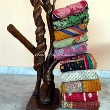 10 Pcs Lot Single Kantha Quilt Bedspread Vintage Cotton Multicolor Gypsy Blanket
