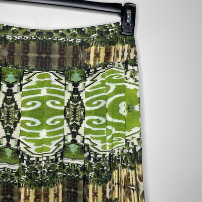 ALICE + OLIVIA Midi Skirt Women 26 Green Mirrored Gardens Pleated