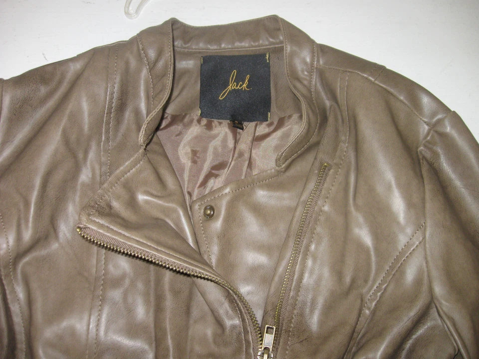 JACK WOMEN'S BROWN FAUX LEATHER BOMBER JACKET SZ S EXCELLENT CONDITION - Image 4 of 4