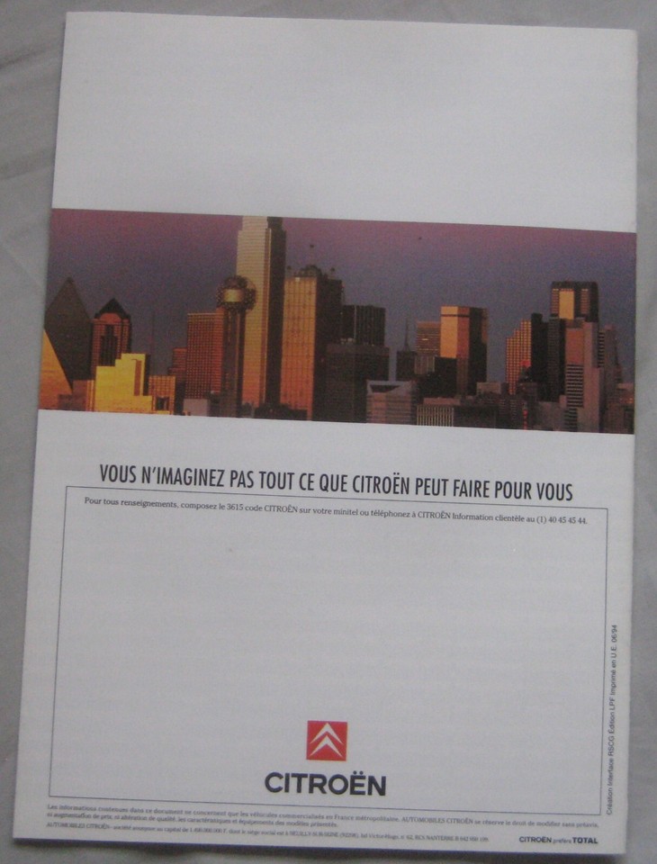 June 1994 Citroen AX range French Brochure eBay