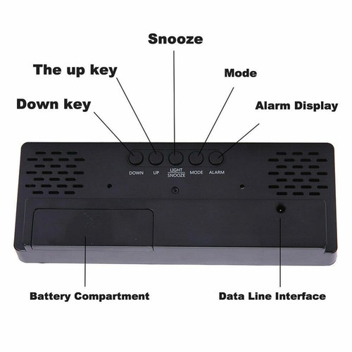 LED Digital Clock Mirror Display Snooze Alarm Temperature Time Table Desk Decor~ - Picture 12 of 23
