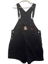 Women  s Tweety Bird Overalls Bibs 18/20 Black Denim Vintage Looney Tunes Ta Da