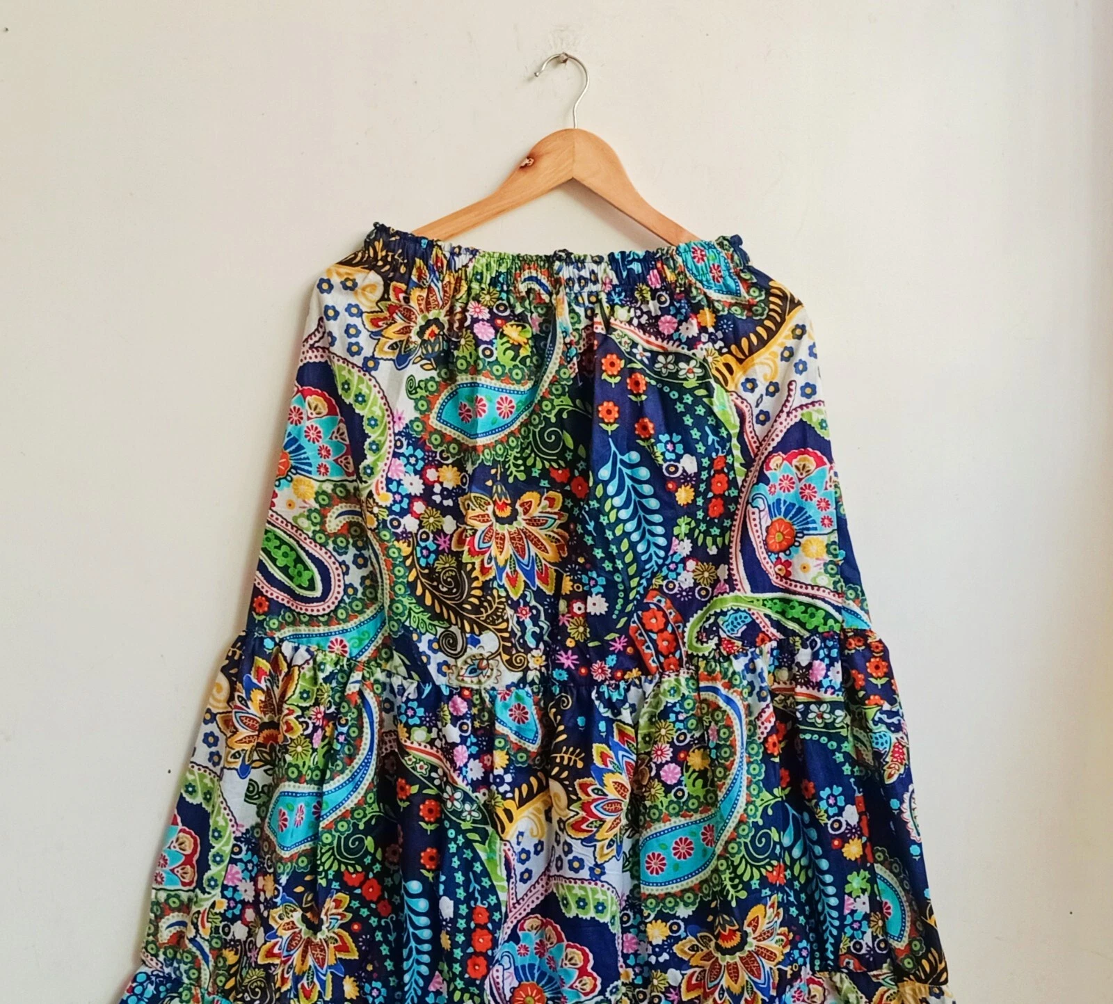 Indian Cotton Paisley Print Frill Skirt Women Clothing Skirt Partywear Skirts US