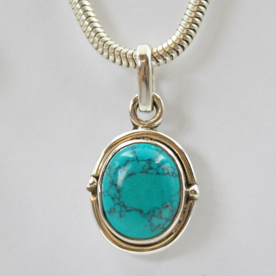 Anhänger Silber 925 Kettenanhänger Oval Sterlingsilber Oval Türkis-Howlith - Bild 2 von 4