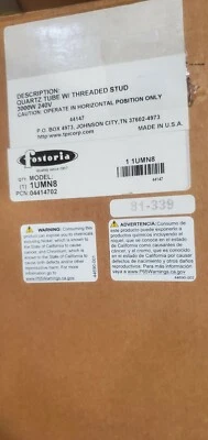 Fostoria 1UMN8T Quartz Tube W/ Threated Stud, Infrared Heater & Lamp 04414702
