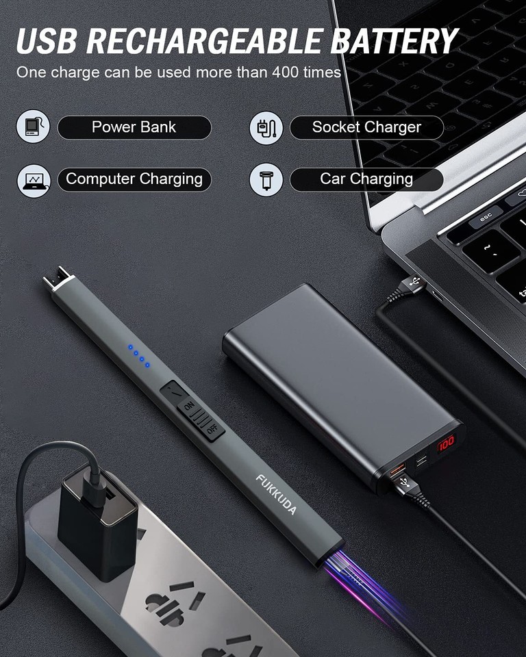 Electric Candle Lighter Plasma Arc Lighters Windproof & Flameless with