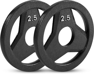 Olympic 2'' Cast Iron Grip Plate or 2'' Rubber Bumper Plates for Barbell - Singles