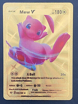 RARE Pokémon TCG Mew V Pokemon Gold Foil Fan Art Pokemon Card, MINT  CONDITION