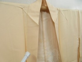 4603T03z540 Vintage Japanese Kimono Silk HAORI Flowers Light cream