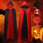Vampir Umhang Halloween Kostüm Kapuzenumhang Schwarz Rot Doppelseitig Cape Party