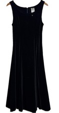 Vintage 90s Laura Ashley Velvet Maxi Dress Womens 4 Black Classic Great Britain