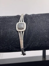 bracelet hallmarked BR SUN blue stones 7.5" silver tone safety hook guc