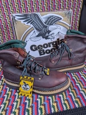 NEW Georgia Boot Giant 8  Work Boots G8374 Brown Steel Toe Mens Size 14 Vtg NOS