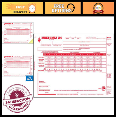 Driver Daily Log Book 10-Pack with Vehicle Inspection Report & Recap - 2-Ply, 8.