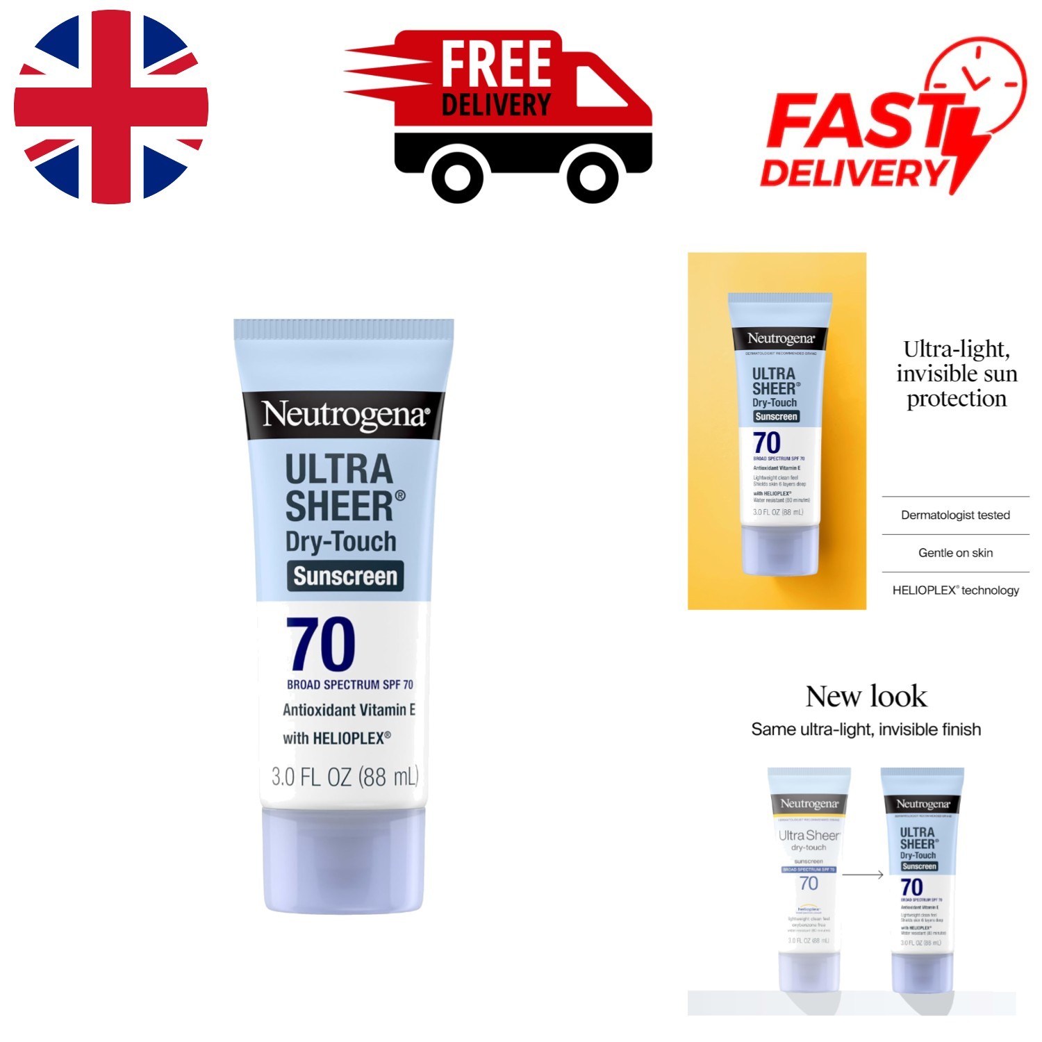Broad Spectrum Sunscreen SPF 70, Lightweight & Reef Safe for All Skin Types