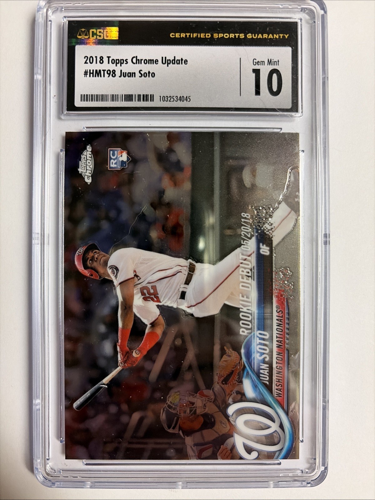 2018 Topps Chrome Update - Rookie Debut Juan Soto #HMT98 CSG 10 NATIONALS!! view 3
