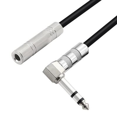 1/4 Inch Stereo Extension Cable Right Angle 6.35mm Male to Female TRS Stereo Aud