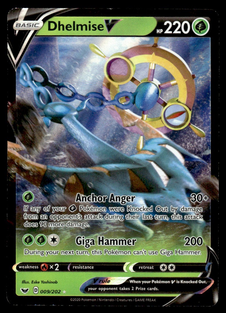 2020 Sword & Shield Dhelmise V Basic/Rare Holo V #9