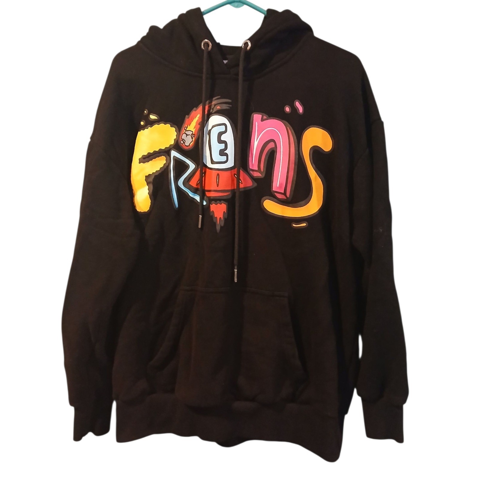 Sudadera Pullover Sudadera con Capucha Gráfica Negra Alien Frens Para Hombre XL 2022 Juniper Create