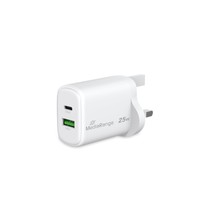 Mediarange 25W Gan SchnellladegeräT Uk USB-C & USB-A Power Delivery Weiß