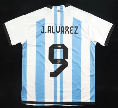 Julian Alvarez Signed Agrentina Soccer Jersey AUTO JSA COA