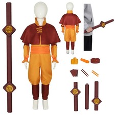 Airbender Aang Cosplay Costume Outfit Prop Boys Halloween Carnival Party Suit