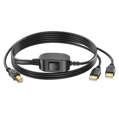 2 in 1 Printer Cable to USB 5 ft, 1.5 m, USB A to B to Printer Cable, Splitte...