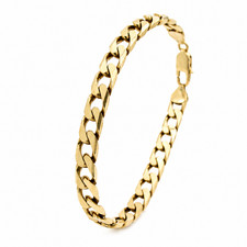 Gold Curb Bracelet Yellow 9ct Flat Bevelled Curb Link Lobster Clasp 17.53g 8.5g