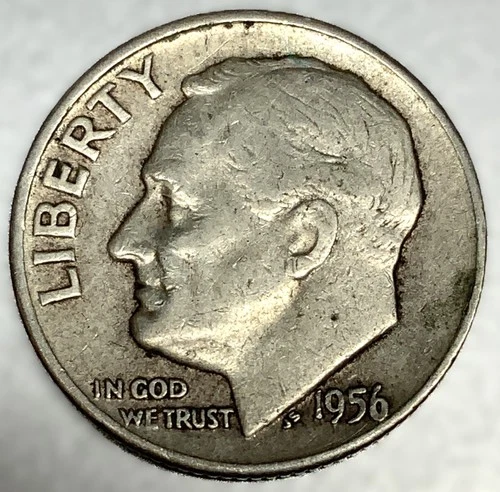 1956-D Roosevelt Dime - Circulated Condition - 90% Silver - US Coin - 2963