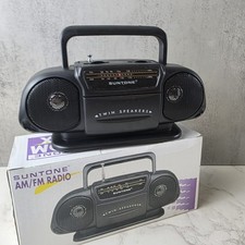 Vintage Suntone RR2500 AM/FM Boombox Stereo Black Portable Radio Twin Speakers