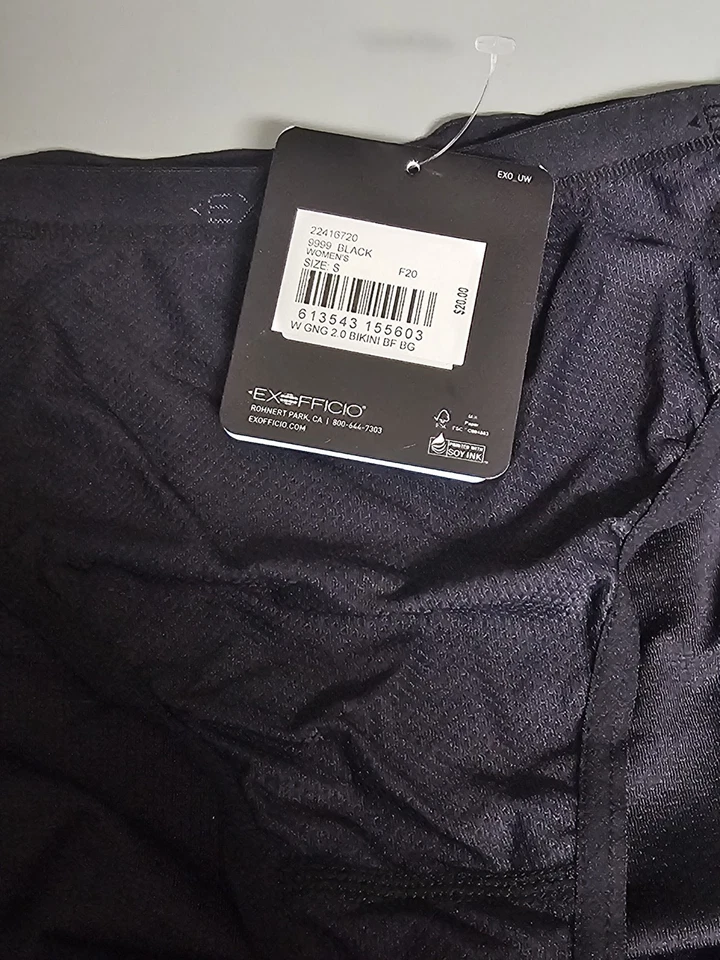 Новый с Ярлыками EXOFFICIO женщин GIVE-N-GO бикини путешествий трусики нижнее белье черный размер маленький - Изображение 3 из 4