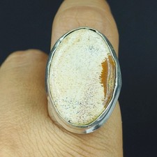 Natural Picture Jasper Gemstone 925 Sterling Silver Ring Size-8. US