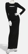 X By Xscape Women's Black Long-Sleeve Cutout Glitter-Knit Dress Petite Size 4P