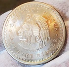 AZTEC 1 OZ SILVER ROUND .999 FINE SILVER BULLION LIGHTLY TONED GORGEOUS! ☆☆ #C30