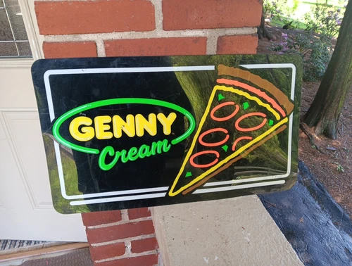 VINTAGE GENNY CREAM ALE LIGHT UP BEER PIZZA SIGN INSERT ONLY ADVERTISING PLASTIC