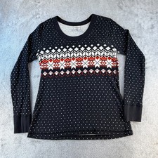 Hanna Andersson Kids L Fair Isle Shirt Black Organic Cotton Long Sleeve Nordic T