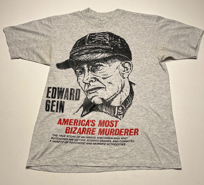 Vintage Ed Gein Shirt Serial Killer Promo Novel 80s Large Single Stitch