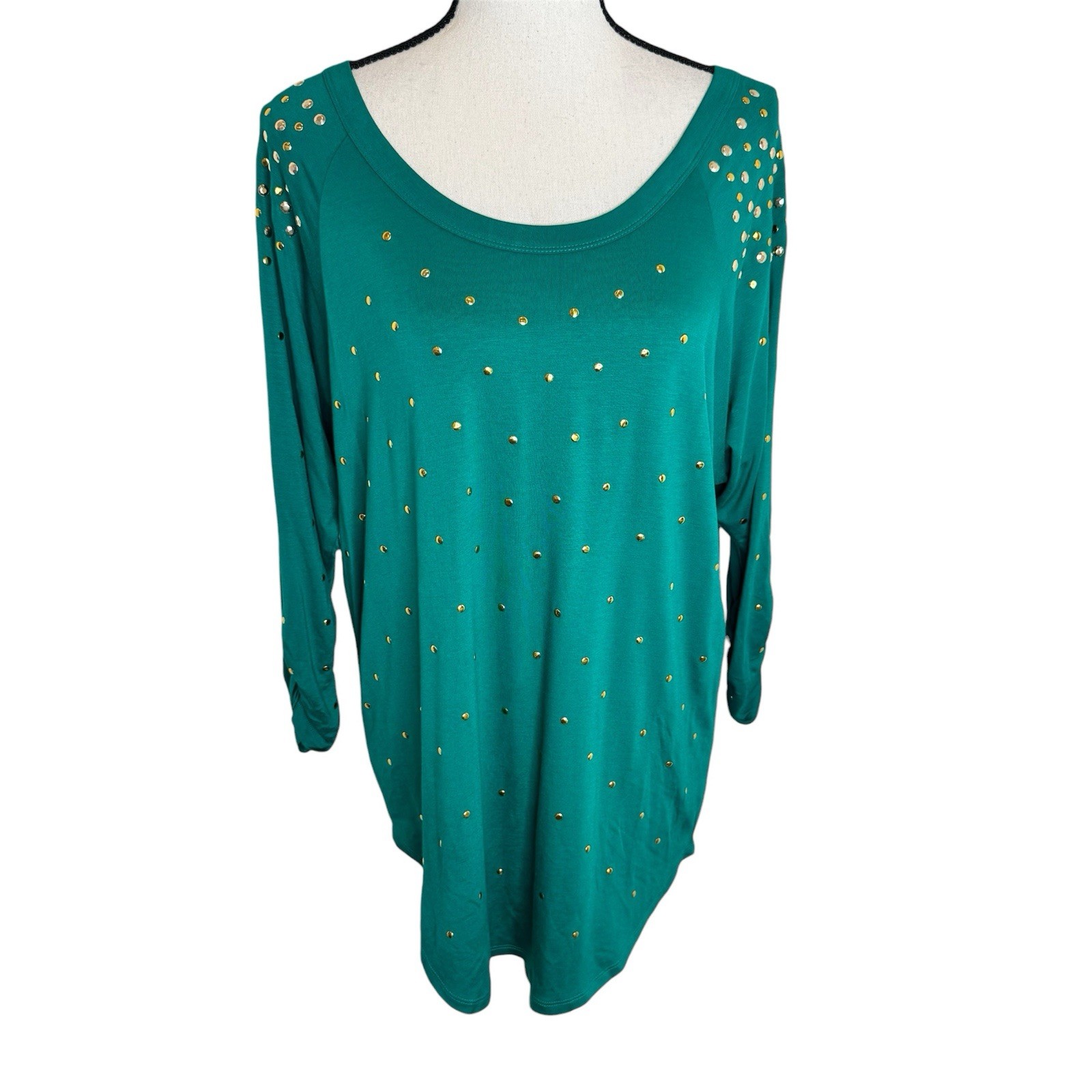 Grace Elements Small Gold Silver Studded Ruched 3… - image 1