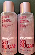 2 X VICTORIA'S SECRET PINK Love Shimmer XO Sugar BODY MIST SPRAY 8.4 oz New