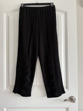 IC BY CONNIE K RAYON POLYESTER SPANDEX ELASTIC WAIST POCKETS PANTS SIZE M