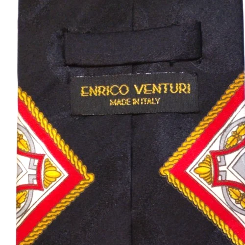 Corbata clásica vintage de hombre con patrón Enrico Venturi Versace @58" de longitud 100 % seda Foto 4 de 4