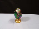 Fenton Hand Painted Carnival Glass Egg w/ Pink Roses Design