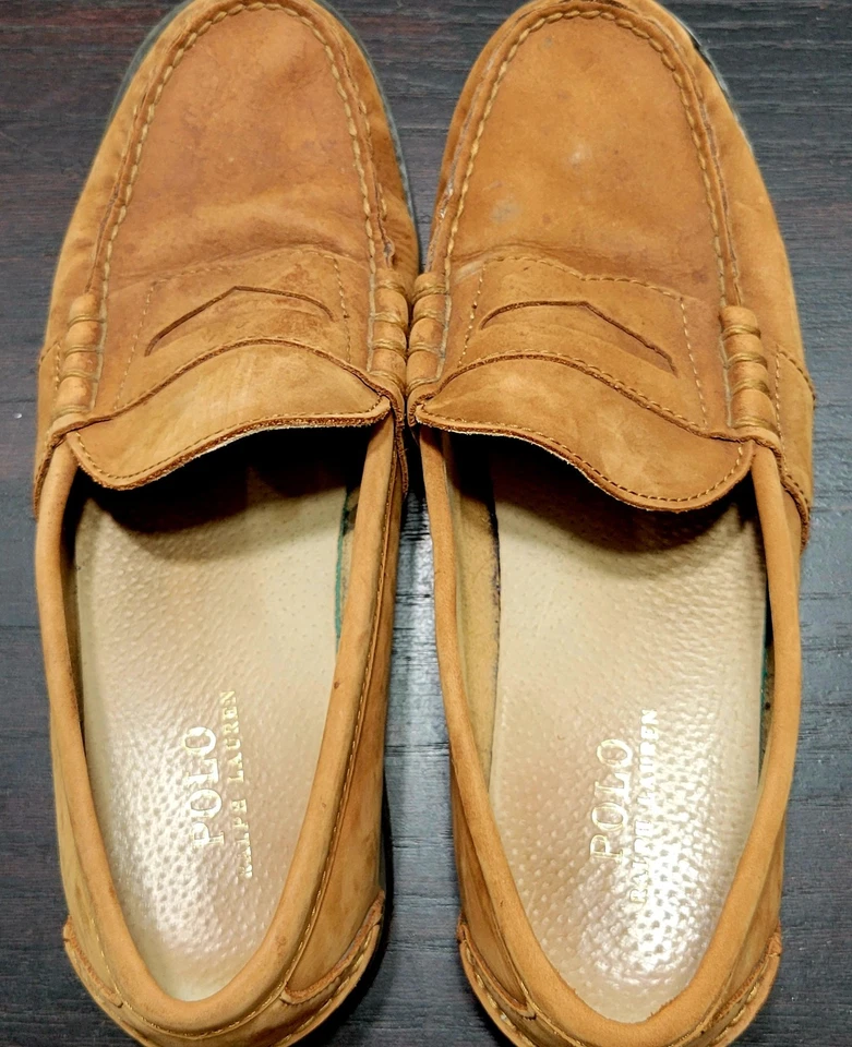 Mocasines Polo Ralph Lauren Marrón Gamuza Cuero Para Hombres 10.5 D Kennith Penny Mocasín Foto 2 de 4